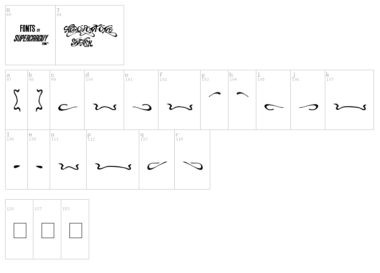 Aero Font One font map